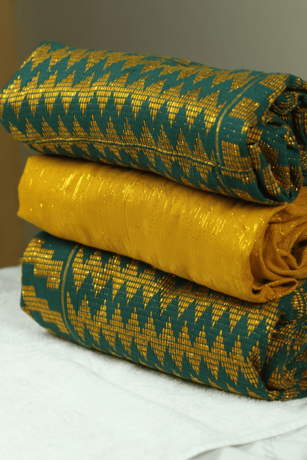 6 Yards Royal Green & Gold Kente Combo